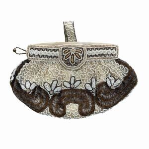 Vintage Early 20th C. Micro Beaded Wristlet Evening Bag Made In Belgium